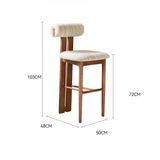 Vintage French Style High Bar Chair, Ash Wood Kitchen Island Stool