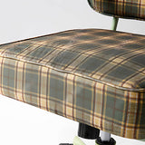 Vintage Plaid Swivel Office Chair | Adjustable Height, Solid Wood Armrests