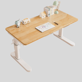Adjustable Kids Study Desk with Bookshelf – Natural Wood Finish - StoolTopia