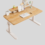 Adjustable Kids Study Desk with Bookshelf – Natural Wood Finish - StoolTopia