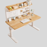 Adjustable Kids Study Desk with Bookshelf – Natural Wood Finish - StoolTopia