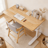 Adjustable Kids Study Desk with Bookshelf – Natural Wood Finish - StoolTopia