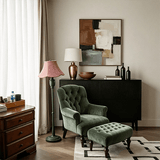 American Vintage Tufted Accent Armchair, Solid Wood Legs - StoolTopia
