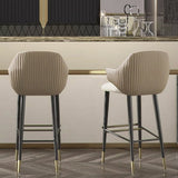 Black Bar Counter Stool Home Casual Cafe Furniture Stainless Steel Base Metal Custom High Bar Chairs leather Modern Bar Stools - StoolTopia