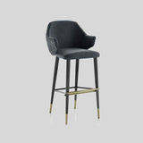 Black Bar Counter Stool Home Casual Cafe Furniture Stainless Steel Base Metal Custom High Bar Chairs leather Modern Bar Stools - StoolTopia