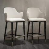 Black Bar Counter Stool Home Casual Cafe Furniture Stainless Steel Base Metal Custom High Bar Chairs leather Modern Bar Stools - StoolTopia