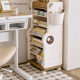 Children’s Multi - Tier Rolling Bookshelf – Cute Cartoon Storage Rack with Adjustable Shelves & Side Pockets - StoolTopia
