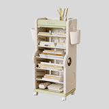 Children’s Multi - Tier Rolling Bookshelf – Cute Cartoon Storage Rack with Adjustable Shelves & Side Pockets - StoolTopia