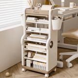Children’s Multi - Tier Rolling Bookshelf – Cute Cartoon Storage Rack with Adjustable Shelves & Side Pockets - StoolTopia