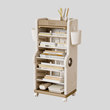 Children’s Multi - Tier Rolling Bookshelf – Cute Cartoon Storage Rack with Adjustable Shelves & Side Pockets - StoolTopia
