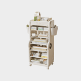 Children’s Multi - Tier Rolling Bookshelf – Cute Cartoon Storage Rack with Adjustable Shelves & Side Pockets - StoolTopia