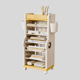 Children’s Multi - Tier Rolling Bookshelf – Cute Cartoon Storage Rack with Adjustable Shelves & Side Pockets - StoolTopia