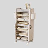 Children’s Multi - Tier Rolling Bookshelf – Cute Cartoon Storage Rack with Adjustable Shelves & Side Pockets - StoolTopia
