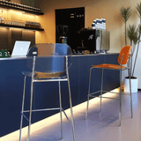Clear Acrylic Bar Stool with Chrome Frame | Modern Transparent High Stool | Y2K Style - StoolTopia