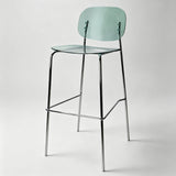 Clear Acrylic Bar Stool with Chrome Frame | Modern Transparent High Stool | Y2K Style - StoolTopia