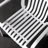 Contemporary Slatted Outdoor Dining Chair – Stackable Armchair for Patio, Café & Restaurant - StoolTopia