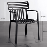 Contemporary Slatted Outdoor Dining Chair – Stackable Armchair for Patio, Café & Restaurant - StoolTopia