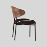 Contemporary Walnut and Black Leather Dining Chair - Stylish Comfort for Modern Interiors - StoolTopia