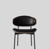 Contemporary Walnut and Black Leather Dining Chair - Stylish Comfort for Modern Interiors - StoolTopia