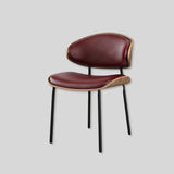 Contemporary Walnut and Black Leather Dining Chair - Stylish Comfort for Modern Interiors - StoolTopia