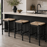 Dorchester Square Counter Stool | Solid Wood & Handwoven Rush Seat - StoolTopiaCounter Stool