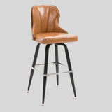European Swivel Bar Stools Metal Wooden Modern Counter Designer Bar Chair - StoolTopia