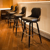 European Swivel Bar Stools Metal Wooden Modern Counter Designer Bar Chair - StoolTopia