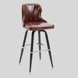 European Swivel Bar Stools Metal Wooden Modern Counter Designer Bar Chair - StoolTopia