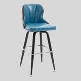 European Swivel Bar Stools Metal Wooden Modern Counter Designer Bar Chair - StoolTopia