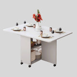 Foldable Drop Leaf Dining Table with Storage Shelves & Wheels – Space - Saving Convertible Table for Small Apartments - StoolTopia
