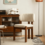 French Cream Dining Chair | Solid Ash Wood | Linen, Leather & Teddy Fleece - StoolTopia