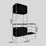 Industrial Modular Metal Storage Rack with Drawers & Wire Baskets – Black Steel Open Shelving - StoolTopia