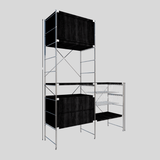Industrial Modular Metal Storage Rack with Drawers & Wire Baskets – Black Steel Open Shelving - StoolTopia