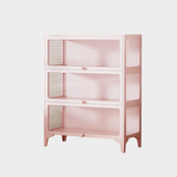 Kids Display Storage Cabinet - Steel Frame with Tempered Glass Doors & Customizable Knobs - StoolTopia