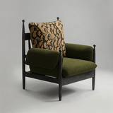 Mid - Century Accent Lounge Chair | Jacquard Fabric, Solid Rubber Wood, Optional Ottoman & Side Table - StoolTopia