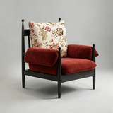 Mid - Century Accent Lounge Chair | Jacquard Fabric, Solid Rubber Wood, Optional Ottoman & Side Table - StoolTopia