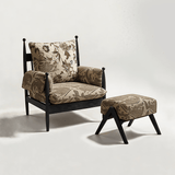 Mid - Century Accent Lounge Chair | Jacquard Fabric, Solid Rubber Wood, Optional Ottoman & Side Table - StoolTopia