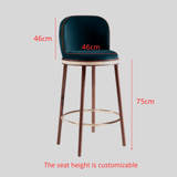 Mid - Century Modern Bar Chair Alma with Velvet, Walnut Wood and Brass - StoolTopia