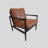 Mid - Century Modern Solid Wood Microfiber Leather Armchair - StoolTopia