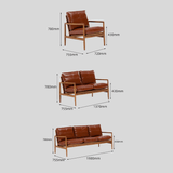 Mid - Century Solid Wood Leather Sofa - Premium 3 - Seater Lounge Couch - StoolTopia