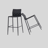 Minimalist Saddle - Leather Woven Bar Stool – Metal Frame, Hand - Crafted Weave, Ideal for Kitchen Islands & Modern Interiors - StoolTopia