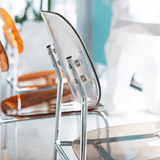 Modern Acrylic Dining Chair with Chrome Legs – Transparent Minimalist Dining or Café Chair - StoolTopia