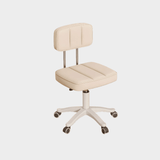 Modern Adjustable Vanity Chair with Backrest – Compact Swivel Makeup & Nail Stool, PU Leather, 360° Rotation, Ergonomic Design - StoolTopia