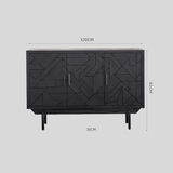 Modern Geometric Black Carved Cabinet – Available in Two Sizes - StoolTopia
