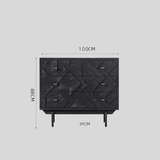 Modern Geometric Black Carved Cabinet – Available in Two Sizes - StoolTopia