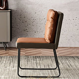 Modern Leather Dining & Vanity Chair – Metal Sled Base, Soft Cushioned Backrest, High - End Minimalist Seating for Dining Rooms, Bedrooms & Contemporary Interiors - StoolTopia