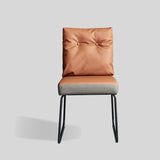 Modern Leather Dining & Vanity Chair – Metal Sled Base, Soft Cushioned Backrest, High - End Minimalist Seating for Dining Rooms, Bedrooms & Contemporary Interiors - StoolTopia