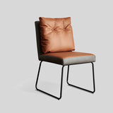 Modern Leather Dining & Vanity Chair – Metal Sled Base, Soft Cushioned Backrest, High - End Minimalist Seating for Dining Rooms, Bedrooms & Contemporary Interiors - StoolTopia