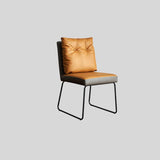 Modern Leather Dining & Vanity Chair – Metal Sled Base, Soft Cushioned Backrest, High - End Minimalist Seating for Dining Rooms, Bedrooms & Contemporary Interiors - StoolTopia