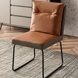 Modern Leather Dining & Vanity Chair – Metal Sled Base, Soft Cushioned Backrest, High - End Minimalist Seating for Dining Rooms, Bedrooms & Contemporary Interiors - StoolTopia